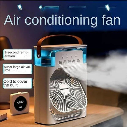 3 In 1 Small Air Cooler LED Night Light Portable Humidifier Air Adjustment Fan For Office &amp; Home