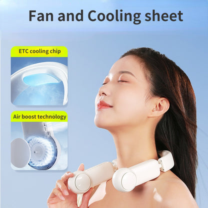 Portable Mini Neck Fan Portable Bladeless Fan USB Rechargeable Leafless Hanging Fans Air Cooler Cooling Wearable Neckband Fans